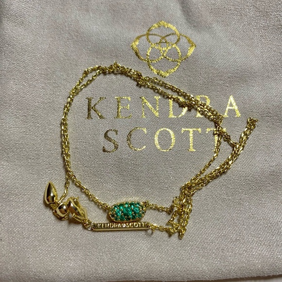 Kendra Scott Necklace Emerald Green Gold Crystal - Picture 4 of 8
